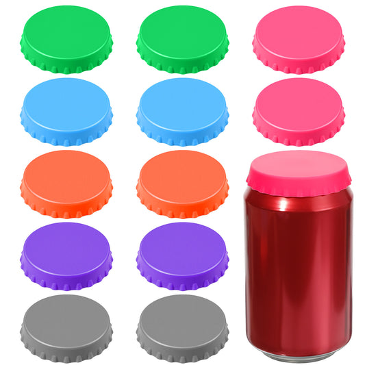 12 Pack Can Lids Soda, Reusable Can Toppers for Soda, Bpa-Free Silicone Sodas Cans Lids, Universal Fit for Standard Beer Beverage Pop Cans, Assorted Colors