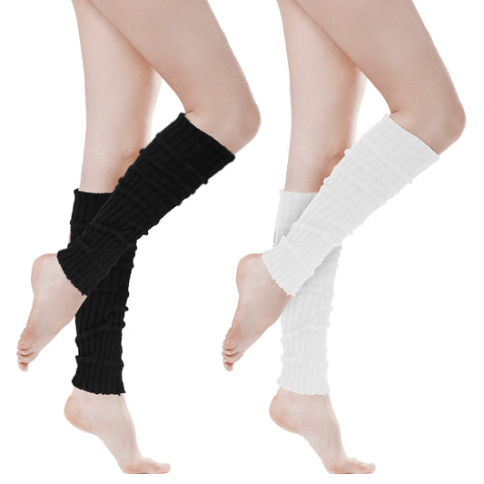 Psyqtsuary Leg Warmers, 2 Pcs Long Winter Ribbed Knitted Legwarmers Y2k Kawaii Leg Warmer for Women Girls Party Sports