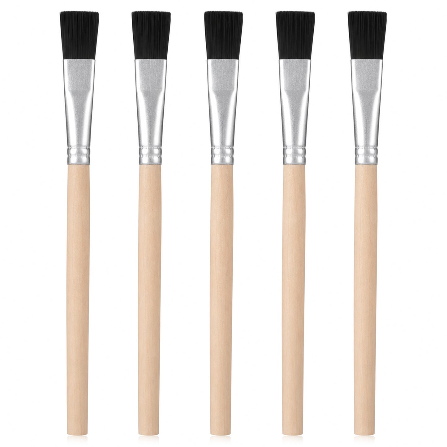 5 PCS Flat Paint Brushes, Small Paint Flat Paints Brush, Wood Handle Artist Craft Watercolor Brush Set for Acrylic Watercolor Gouache Oil Small Medium or Larger Painting Job (6.30×4.33 Inch)