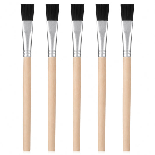 5 PCS Flat Paint Brushes, Small Paint Flat Paints Brush, Wood Handle Artist Craft Watercolor Brush Set for Acrylic Watercolor Gouache Oil Small Medium or Larger Painting Job (6.30×4.33 Inch)