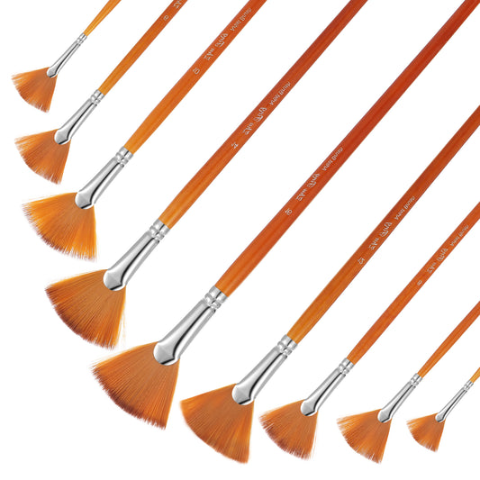 Artist Fan Paint Brush Set, Fan Paint Brushes Long Handle Paints Brushes for Oil Painting Artist Soft Anti-Shedding Paints Brush Set for Painting for artists and beginners