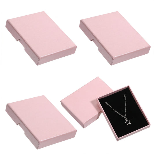 Fibraze 4 Pcs Jewelry Gift Boxes Square Small Gift Box with Lids Small Necklace Box Organizer Storage Boxes for Jewellery Necklaces Bracelets Earrings Christmas Wrapping(Pink)
