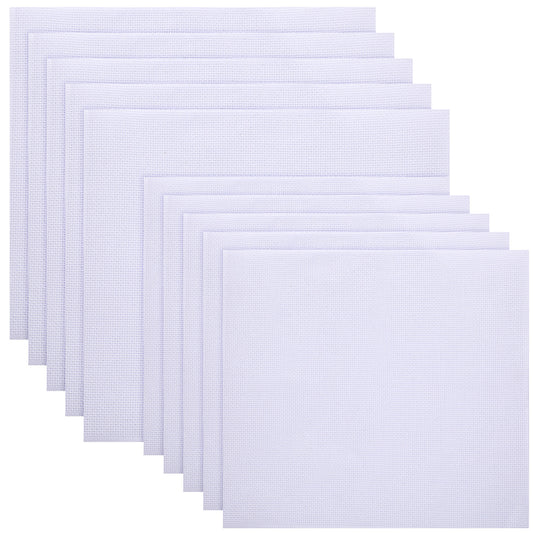 10 PCS Embroidery Fabric, White Pre-Cut Embroidery Cloth Fabric Natural Cotton Embroidery Fabric Squares Blanks Cloth for Embroidery Needlework Garment Craft (7.8 × 7.8 Inch, 5.9 × 5.9 Inch)