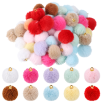 Zyghjort Pom Pom Keychain, 50 Pcs Colorful Soft Fuzzy Puff Ball Keychain