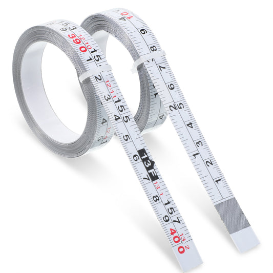 2 Pack Steel Self-Adhesive Measuring Tape, 157 Inch or 400cm Peel and Stick Tape Measure, Imperial & Metric Stick-On Ruler, Left-Right Reading Ruler Tapes for Workbench, Table Saw, Drafting Table