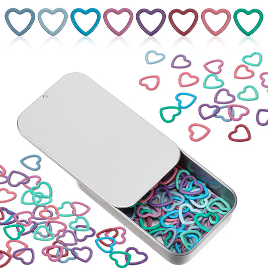 Heart-Shaped Metal Stitch Markers, 60Pcs Crochet Stitch Markers Colorful Heart Locking Knitting Marker with Storage Box for Sewing Crocheting DIY Craft