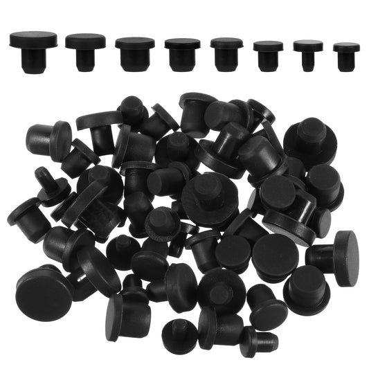 80 Silicone Hole Plug, Silicone Rubber Hole Plug 8 Sizes Plastic Holes Plugs Black Rubber Round Waterproof Button Tube End Cover Soft Flexible Stopper Plugs Powder Coating Waterproof Sealing PlugPipe