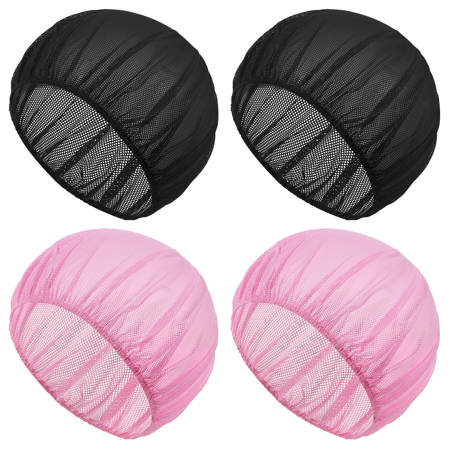 4 PCS Hair Nets for Sleeping, Mesh Sleep Bonnet for Sleepings Fine Mesh Sleeping Cap Breathable Meshs Hairs Snoods Meshs Hairs Net Women's Hair Protection for Thick, Long, Short or Curly (Black, Pink)