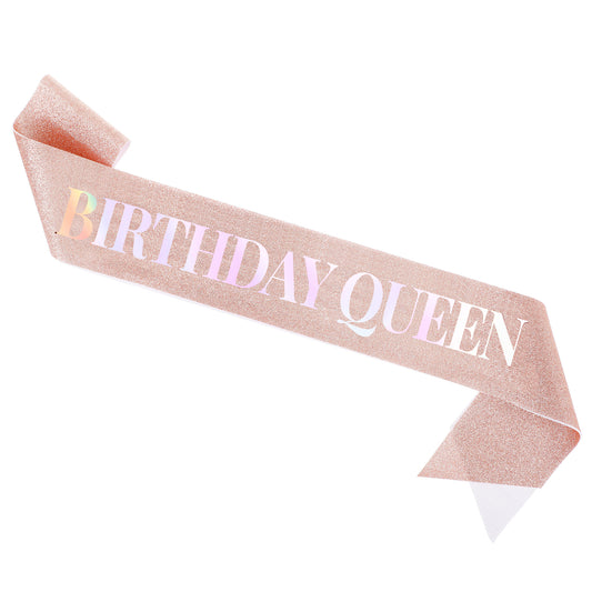 Birthday Queen Sash Girls Sash Rose Gold Glitter Sash for Women Girls Gold Glitter Birthday Sash for Women's Birthday Party