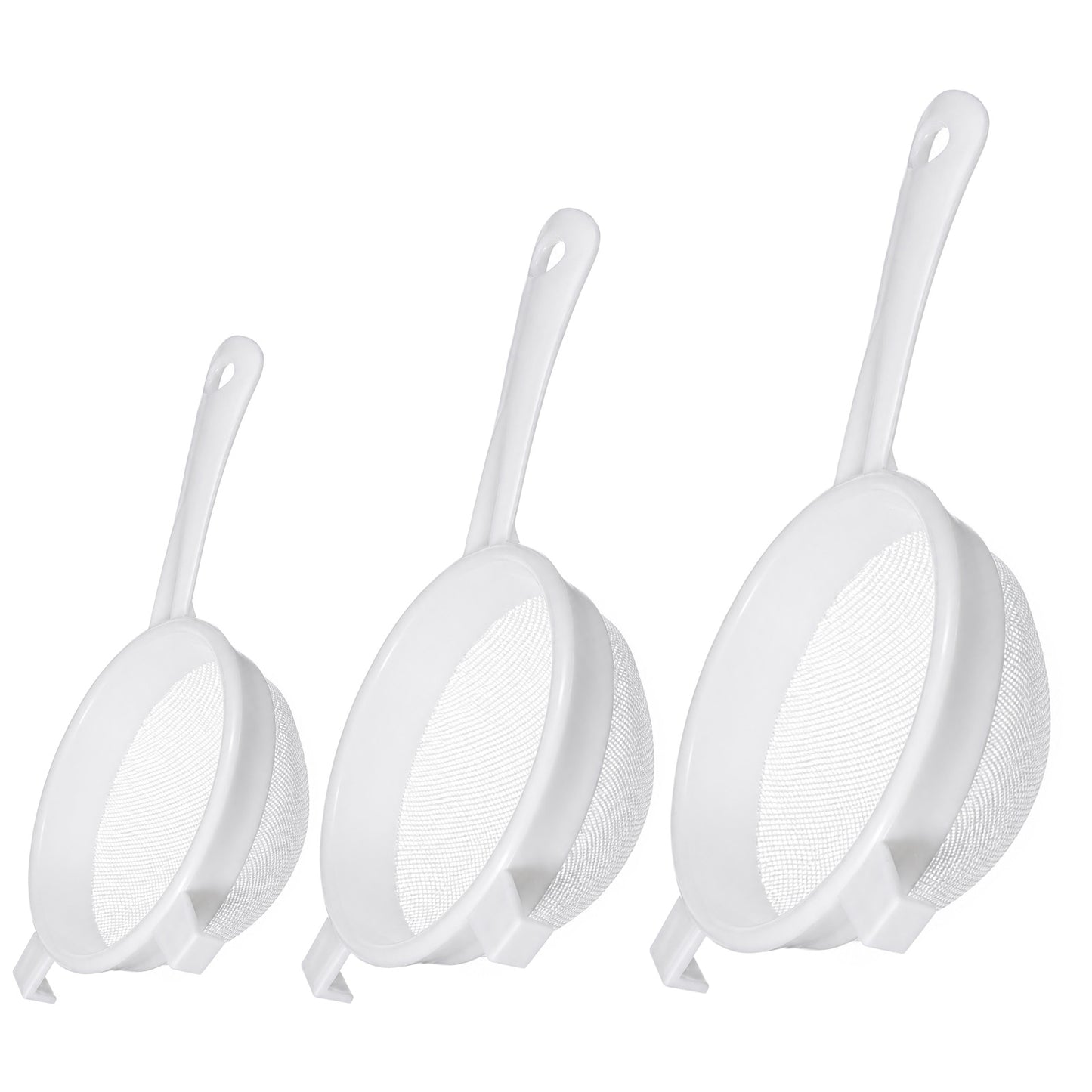 3 Pcs Plastic Nylon Fine Mesh Strainer Set, 3 Sizes Nylon Mesh Colander with Handle, Sieve Fine Mesh Colander Flour Sifter for Juicing Yogurt Baking Tea Juice Pasta, Durable & Easy Clean