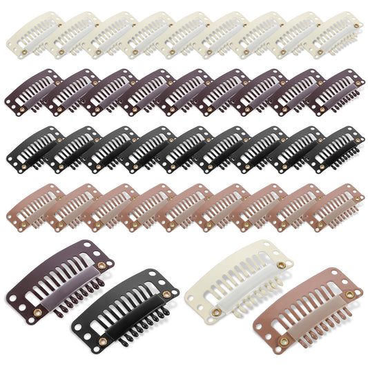 40 Pcs 32mm Hairpieces Snap Clips 9-teeth Wig Clips to Secure Flat Hair Clip for Women Wigs Small Snap Clip Hair Extensions Making Wig Accessories