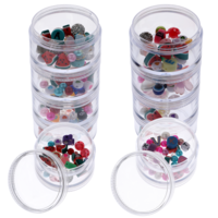 Xthrotsenk 2 Sets 5 Layer Stackable Plastic Containers Clear Plastic Round Bead Storage Jars, Art Craft Accessory Organizer Box for Diamond Drills Seed Beads Buttons Nail Art Glitters