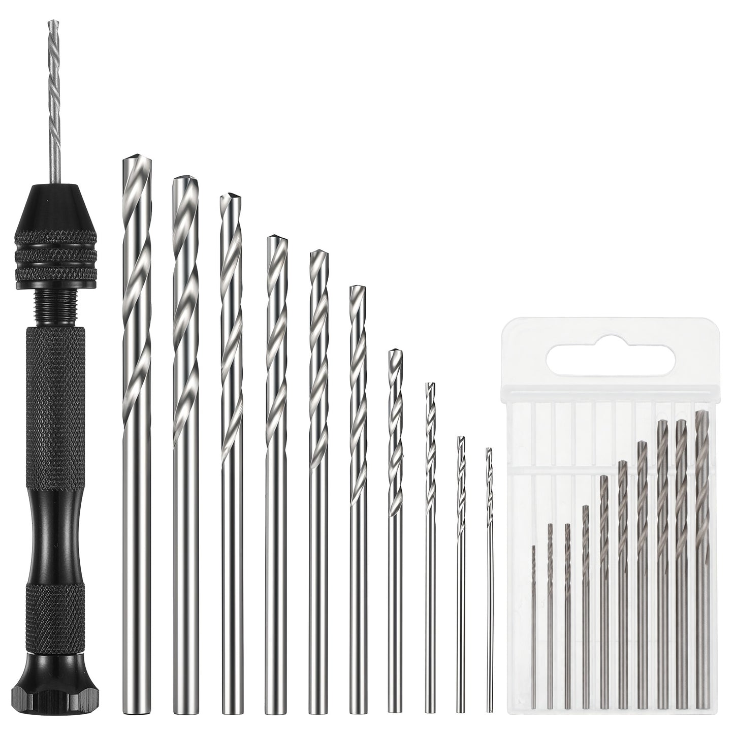 Pin Vise Hand Drill Bits, (0.8-3.0mm) Hss Tiny Drill Bits Precision Hand Drills Bit Rotary Tools Pin Vice Shank Twist Drills Bit DIY Kit for Jewelry Metal Wood Manual Work Assembling Model, 12PCS