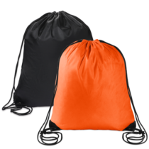 2 Pack Drawstring Bags, Black Orange PE Bags Drawstring Gym Bag String Swimming Bag Drawstring Backpack for Sports, Gym, Travel, Swimming, Beach