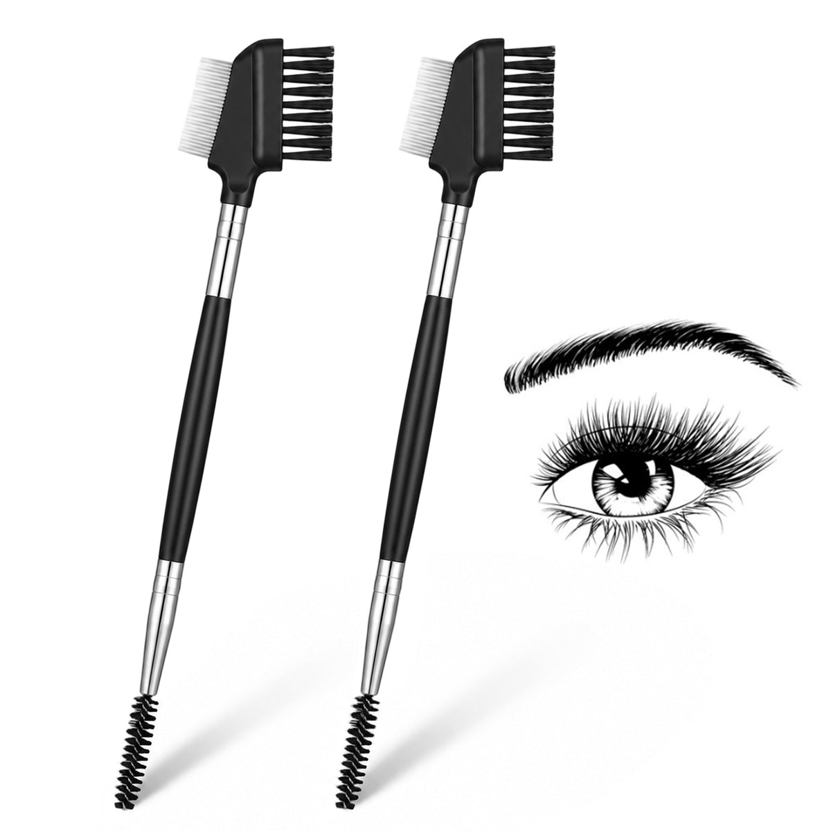 Eyebrow Brush Eyelash Comb with Spoolie Brushes, 2 PCS