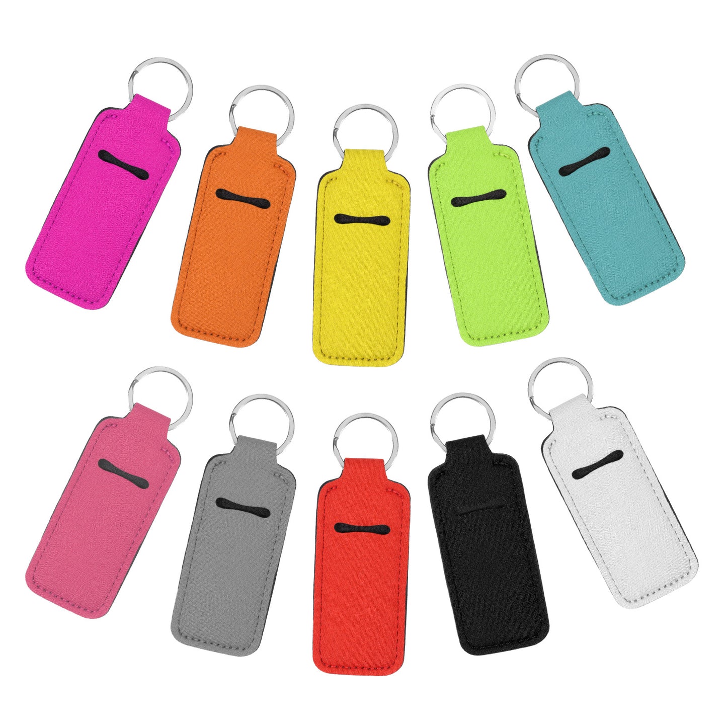 Vin Beauty 10 Pcs Lipstick Lip Balm Holder Key Chain Potable Colorful Keychain Lip Lipstick Holders Gloss Cute with Clip Lips Balm Sleeve Pouch Organizer for Women Universal Pocket Bag Accessories