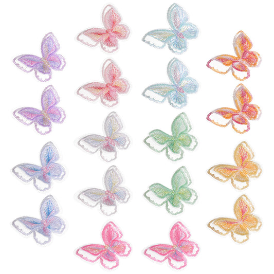 18 Pcs Butterfly Applique Fabric Butterflies Lace Butterfly Patches Double Layer Appliques Decorative Embroidery for Wedding Bride Dress Clothes Jeans Hat Backpacks Pants Curtain Ornaments 9 Colors
