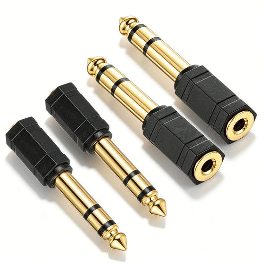 Bruislard 4 Pack 1/4 to 1/8 Audio Adapter 6.35mm to 3.5mm Adapter Audio Jack Adapters for Speaker Headphone Guitar Digital Piano Amp Adapte Keyboard