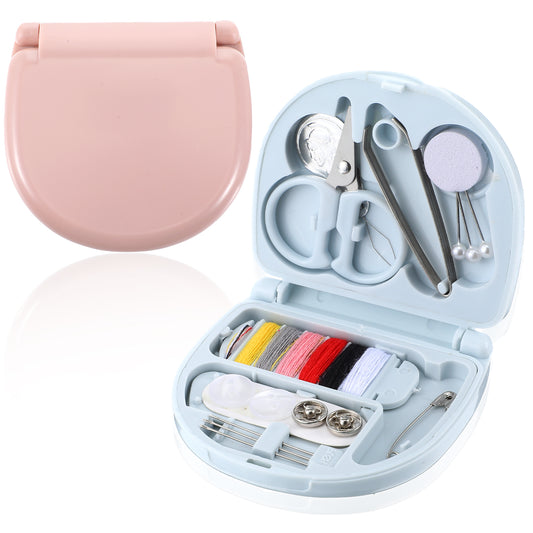 2PCS Mini Sewing Kit Emergency Portable Repair Kit DIY Supplies, Travel Sewing Box Kits Beginner Friendly with Scissors, Threads, Needles