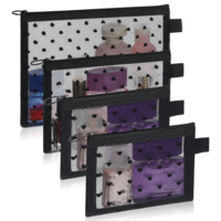 4 Pcs Purse Organizer Pouches Purse Pouch Heart Printed Mesh Makeup Bag Set Portable Travel Mesh Cosmetic Toiletry Bags Makeup Bag Zipper Storage Pouches for Home Offices Travel Accessories