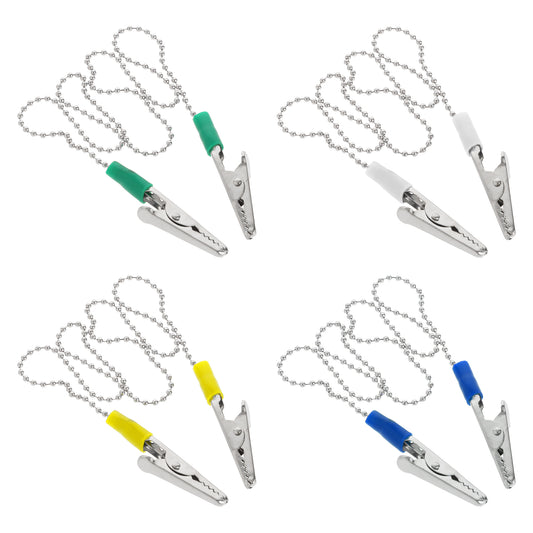 4 PCS Colorful Bib Holder Clip Napkin Chain Bib Dental Napkin Clip, Neck Chains with Metal Clips for Dental Clinic, Dentist Bibs Holder-Clip Dentals-Bibs-Clips for Face Cover Kids Adult Elder