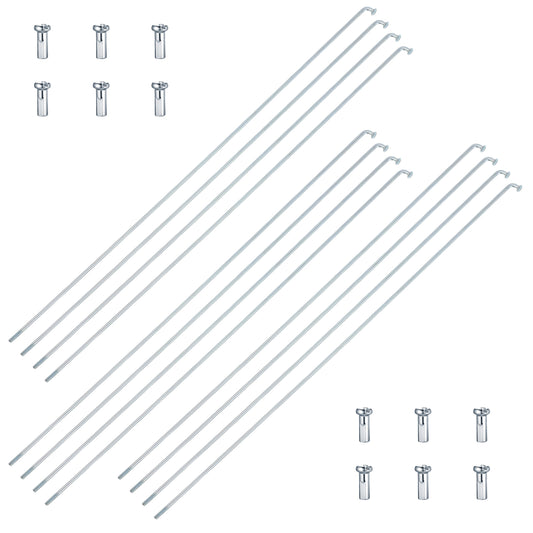 Xelsluthe 26cm Alloy Steel Bicycle Spokes, Silver Bike Spokes, 12PCS with 14mm Spoke Caps, Universal Fit for Mountain Bike, Road Bike, Mtb, Ebike, City Bike