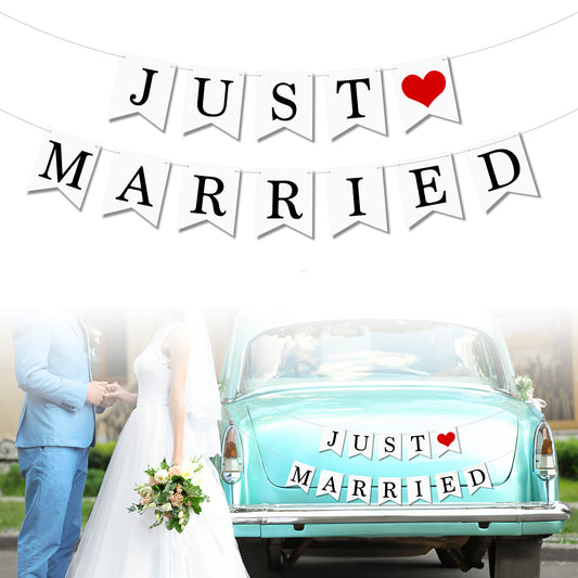 Just Married Wedding Banner, 'JUST MARRIED' Banner Wedding Decorations, Just Married Letter Bunting, Just Married Wedding Day Sign Bridal Shower Decoration Banner, Wedding Hanging Decoration