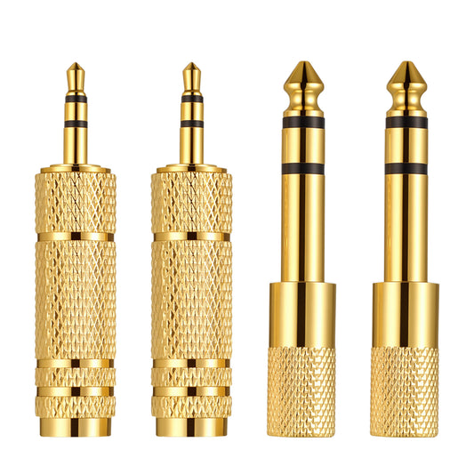 Eldraqth Headphone Adapter 6.35 mm (1/4 Inch) Male to 3.5 mm (1/8 Inch) Female and 3.5 mm Male to 1/4" Female Jack, Audio Stereo Adapters Audio Jack Adapter for Headphone, Guitar Amplifier (4 -Pack)