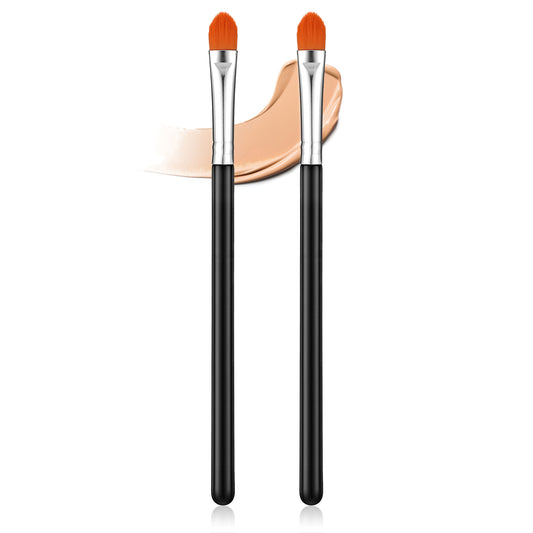 2 Pcs Extra Flat Round Brush Flat Eye Shadow Primer Applicator Brush for Blending Concealer Eyebrow Concealer Brushes Flats Makeup Brushes Eye Primer Base Makeup Tool Concealing Small Imperfection