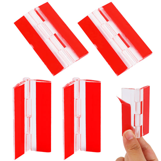 4 Pieces Acrylic Hinges Transparent Plastic Hinges Transparent Plastic Hinges Continuous Piano Hinge Self Adhesive Folding Hinges Tools for Cabinet 65x40mm
