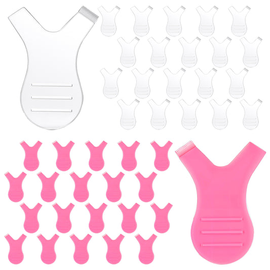 40 Pcs Y Shape Lash Lifts Y-Shape Eyelash Comb Eyelash Brush Silicone Grafting Eyelash Lift Brushes for Extension Makeup Tool (Pink, Transparent)