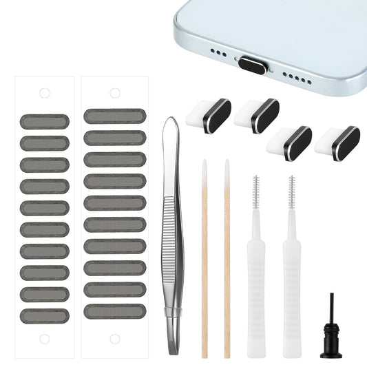 USB C Dust Plug, USB C Plug Cover with Phone Speaker Cover Kit, USB C Port Cleaner, Type C Cover Cap for All Devices with Type-C Charging Port