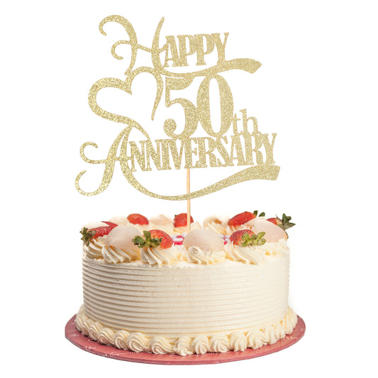 Gold Glitter 50th Anniversary Cake Topper, 50th Wedding Anniversary Party, 50th marriage Anniversary, 50th Birthday Selected Decorations Supplies, 50 Company Anniversary Party