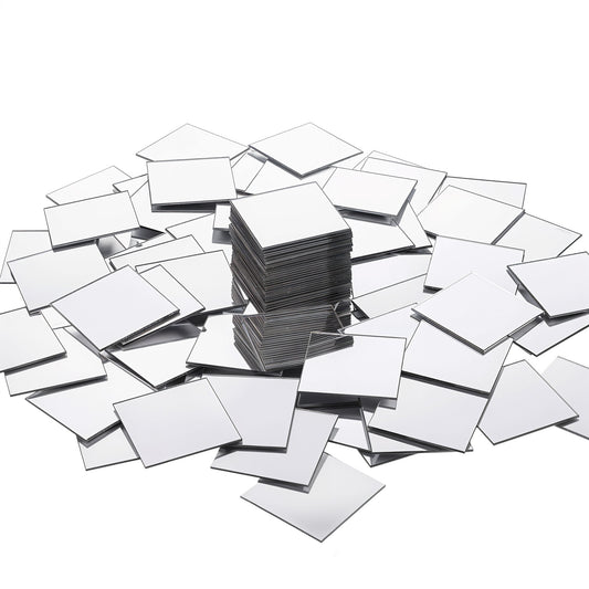 100 Pcs Mini Size Square Mirror 1 inch Square Mirror Tiles Adhesive Small Square Mirror Acrylic Mini Mirror Tiles Craft Mirror Tiles Mini Decorative Mirror Mosaic Tiles for Crafts Making Home Decor