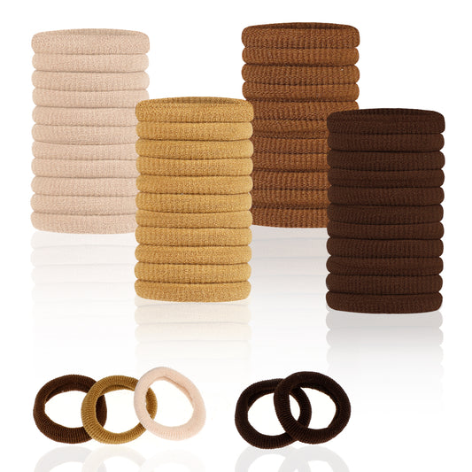 100PCS Brown Black Hair Ties for Women Seamless Thick Brown Hair Band No Damage Hair Ties Multicolor Elastic Hair Ties Ponytail Holder No Crease Small Hair Ties for Women Man Thin Hair