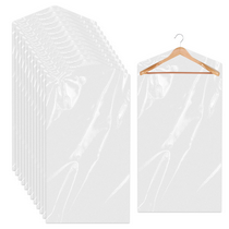 Pack of 20 Plastic Suit Bags 60 x 90 cm Transparent Hanging Garment Bags Dustproof Clothes Protection Dry Cleaner Bags for Suits Jackets Shirts