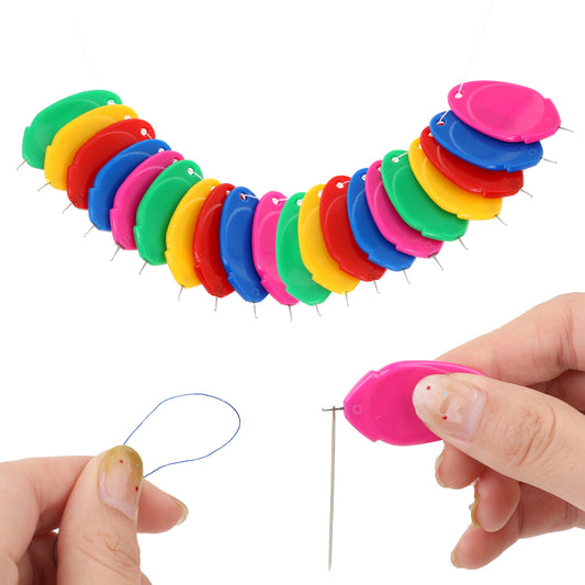Needle Threaders, 20 Pcs Small Needle Eye Sewing Machine Needle Threader Easy Sewing Supplies Fast and Precise Threading for Quilting Hand Sewing, Embroidery Floss, Cross-Stitch (10 Colors)