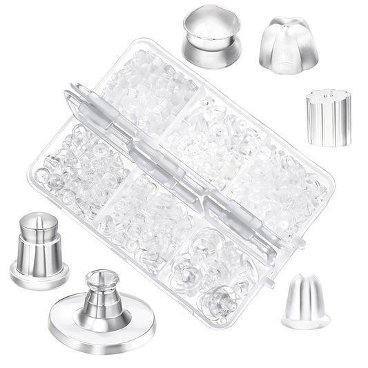 Earring Backs Rubber, 550 Pcs Clear Ear Safety Back Pads Soft Silicone Earrings Backs Replacements Backings Clutch Stoppers Kits for Studs