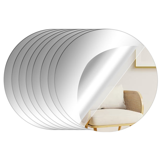 8 Pack 4" Acrylic Round Mirrors Sheets Centerpieces Circle Mirror Centerpieces for Tables, Non Glass Round Mirror Plate Self Adhesive Plastic Mirror Stickers for Wedding Table Home Wall Decor