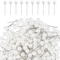 200Pcs Pearl Push Pins, Round Short Tacks with Storage Case Sewing Straight Pins with Faux Pearl Heads for Fabric Decorative for Sewing Craft Wedding Holiday DIY Accessories, 0.6Inch
