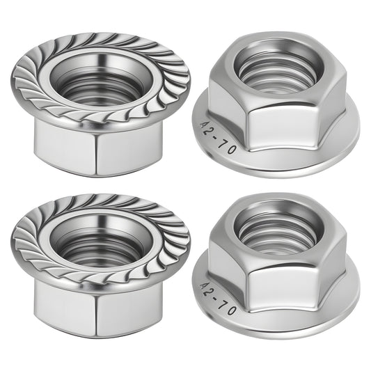 4 Pieces M12x1.25 Flange Nut Pitch Serrated Metric 304 Stainless Steel Hexagonal Flange Nuts Metric Fine Pitch