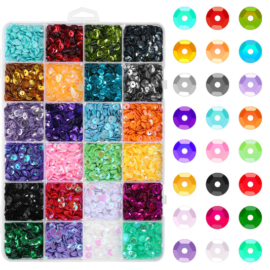 20000 Pcs Sequins for Crafts Loose Sequins Bulk 5mm Rainbow Round Embroidery Sequins Cup for Craft DIY Mixed Colors Crafts Sequin with Holes for Sewing Iridescent Sequins and Spangles for Nails Arts