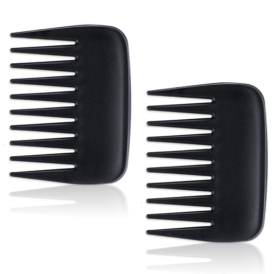 2 Pcs Wide Tooth Comb, Pocket Small Travel Mini Curly Hair Wallet Shower Styling Comb Suitable for Women and Men Straight, Curly, Wet and Dry Hair for Travel and Home Use, Black
