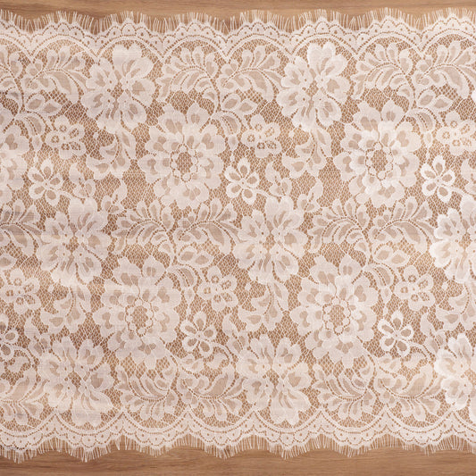 3 Yards White Lace Fabric 15.75" Wide Floral Eyelash Lace Fabric Sewing Lace-Trim for DIY Crafts Wedding Gift Wrapping Costume Making