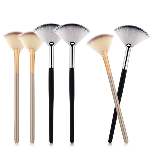6pcs Fan Brushes for Facial, Mask Applicator for Esthetician, Soft Makeup Fan Brush for Acid Peel Mask Mudaclay Mask Powder Blush, Cosmetic Tools for Women Girls(Black And Gold)
