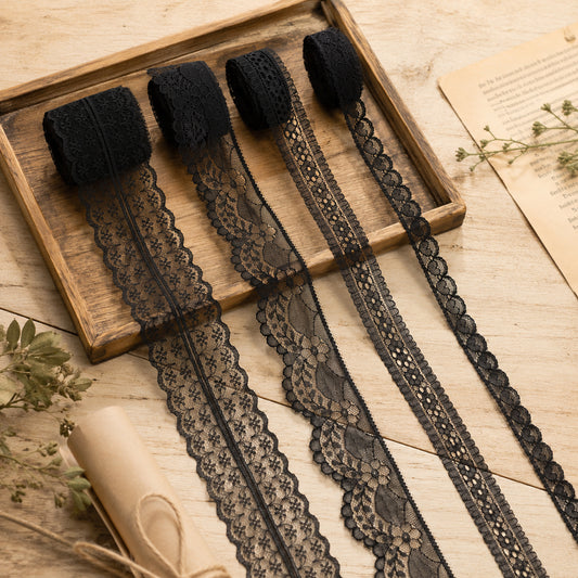 Black Lace Trim, 20 Yards Black Lace Ribbon Sewing Lace for Crafts Bridal Wedding Decorations, Bouquet and Gift Packaging