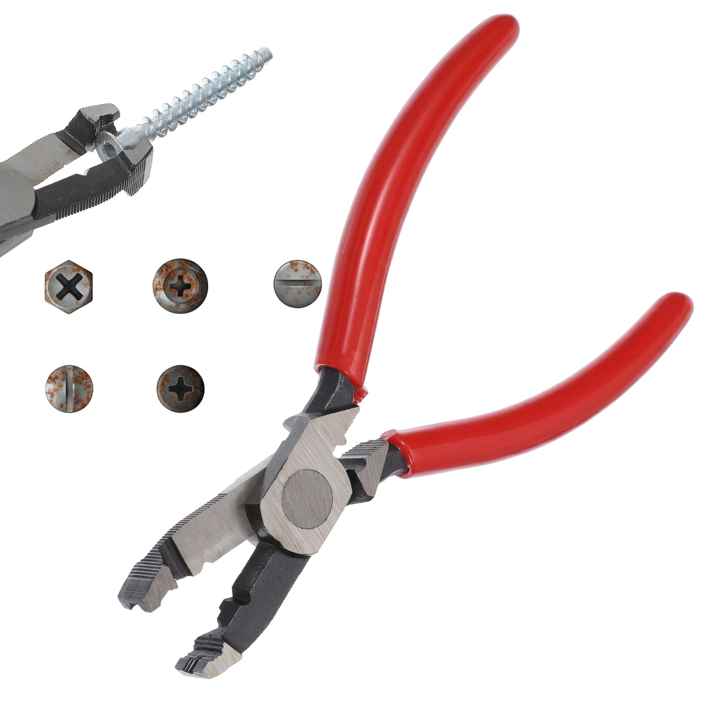 Screw Extractor Pliers, Multi-Function Stripped Screw Remover Tool with Non-Slip Mouth, Screws Pliers for Tightening, Loosening and Gripping Nuts and Bolts, Remove Rusted Screws