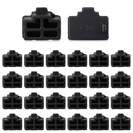 30 PCS Silicone Rj45 Dust Cover, Ethernet Hub Port Rj45 Anti Dust Cover Cap Protector Plugs Stoppers for Female Port, TV,Computer,Other Devices, Black