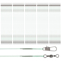 50 Pcs Wire Traces Pike Fishing, Steel High-Strength Anti-Bite Wire Leader Line Kit Fishing Leaders with Swivels for Saltwater Freshwater, Connects Lures Bait Rigs Hooks Tackle (Green, 9.8 Inch)