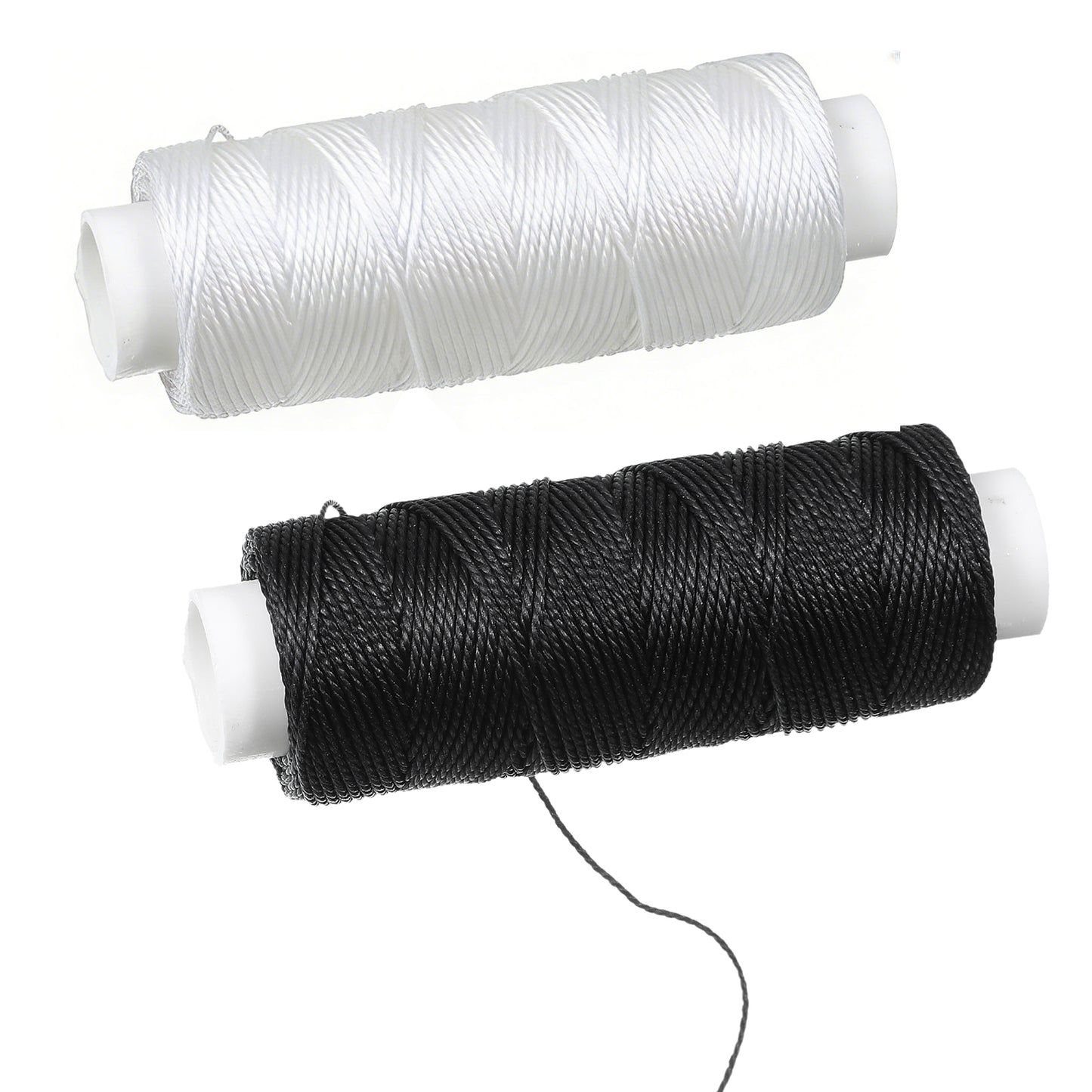 2 Rolls Leather Waxed Thread 0.5mm White Black Wax Thread for Sewing Leather Stitching Threads Leathers Sewing Threads Waxed String Polyester Cord Saddle Stitching Cord, 60 Meter Total, 30M/Roll